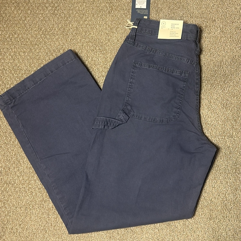 NWT universal thread women’s blue/gray highest rise wide leg cargo pants - sz 0